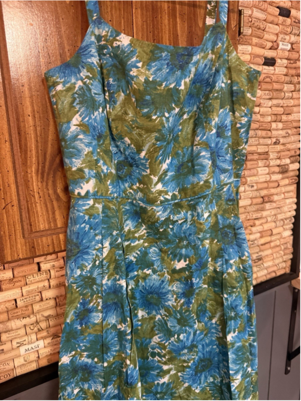 VTG Talbots Dress Size 6 Petite Green And Blue Floral Fit and Flare NWT Cottage - Picture 4 of 8